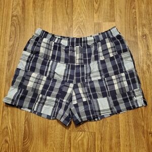 Vtg 90's Ralph Lauren Shorts Polo‎ Sport Swim Trunks XL Blue Plaid Patch Work